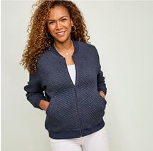 Mock Quilt Jersey Zip Jacket - LA495